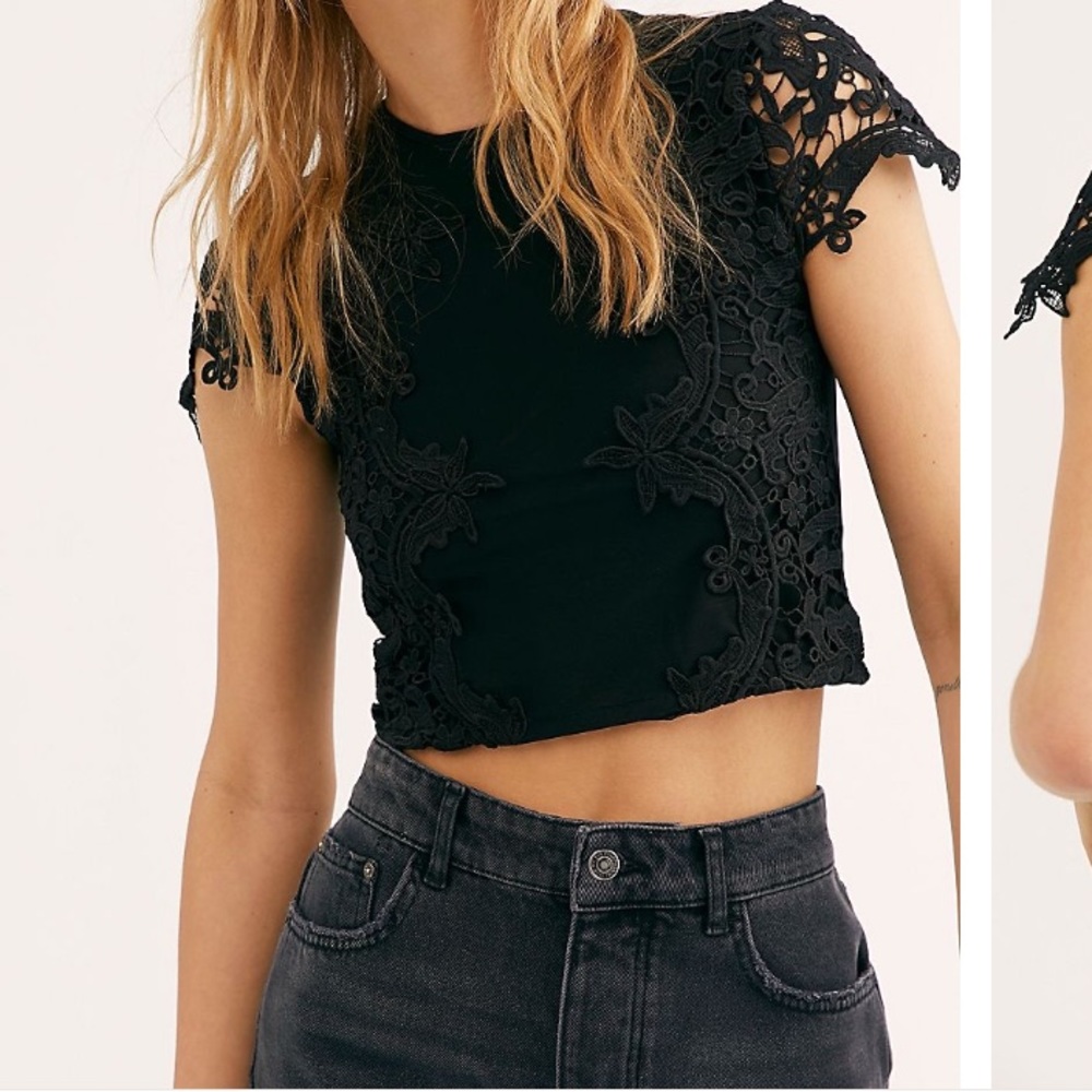 Freepeople Mesh Applique Tee